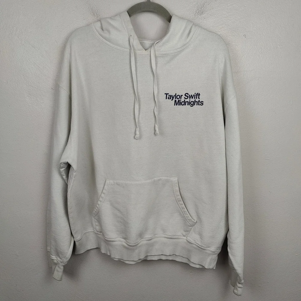 Taylor Swift Midnights Album Graphic Hoodie White Oversized Concert Merch Size L - Picture 2 of 10